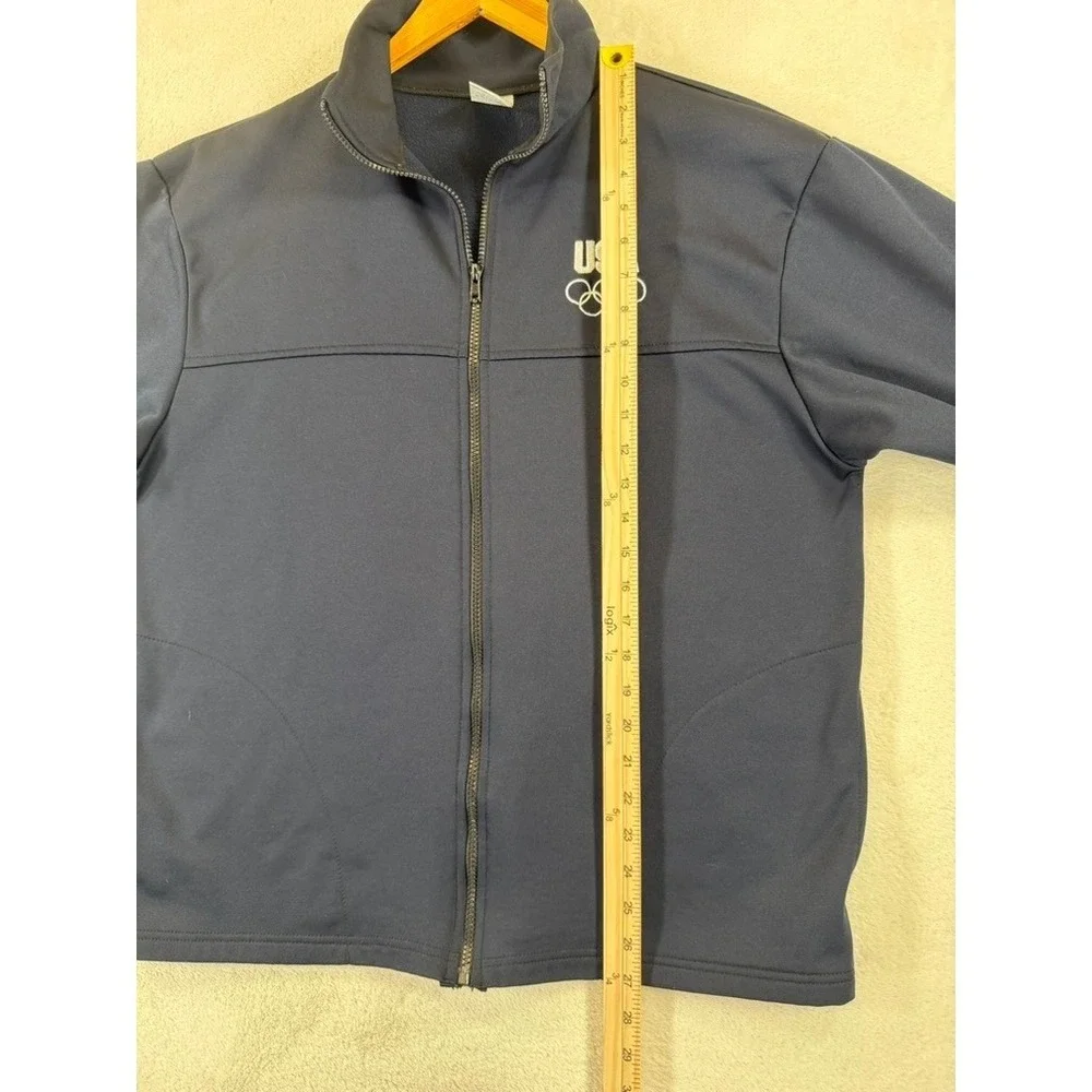Vintage USA Olympic Committee Track Jacket Navy Blue Full Zip Mens L Made USA